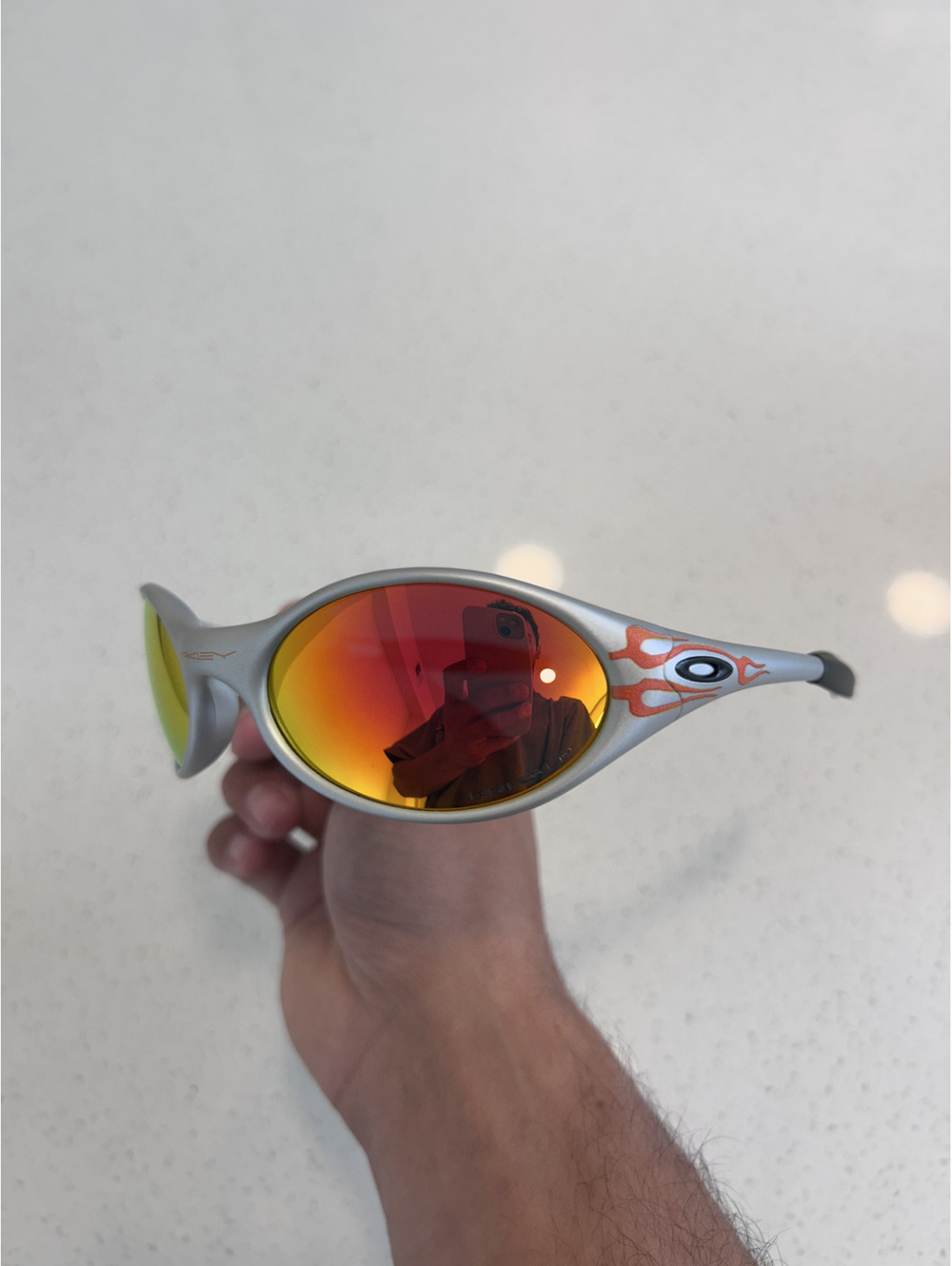 Silver Red Flame Reflective Sunglasses